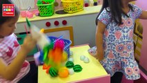 Kids PLAYING Toy VELCRO CUTTING FRUITS Vegetables at Kidzoona | Family Playtime FUN with Elise Vlog