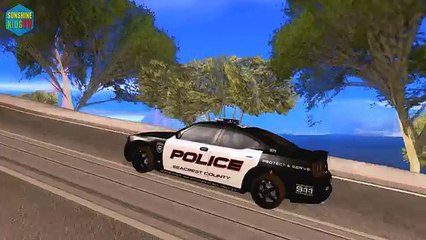 Spider Man in a police car We ride through the city Childrens Songs Nursery Rhymes