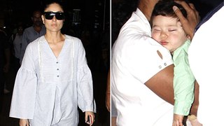 Sleeping Taimur Ali Khan Snapped With Kareena Kapoor Khan At Mumbai Airport