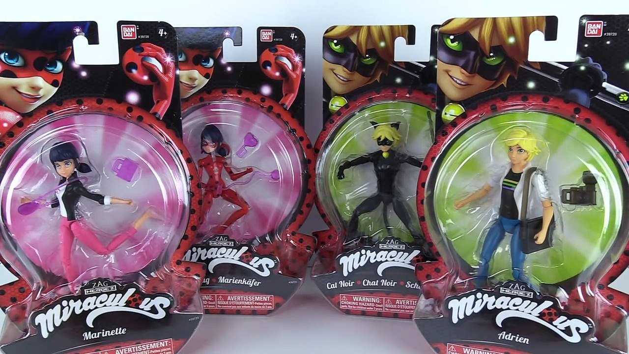 Miraculous Ladybug Action Figure Dolls FULL SET Ladybug, Cat Noir, Marinette, Adrien | Toy Caboodle
