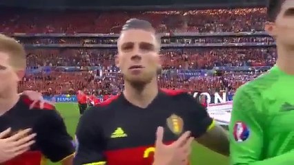 Thibaut Courtois very strange reaction during Belgium national anthem
