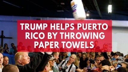 President Trump throws paper towels into crowd during Puerto Rico visit