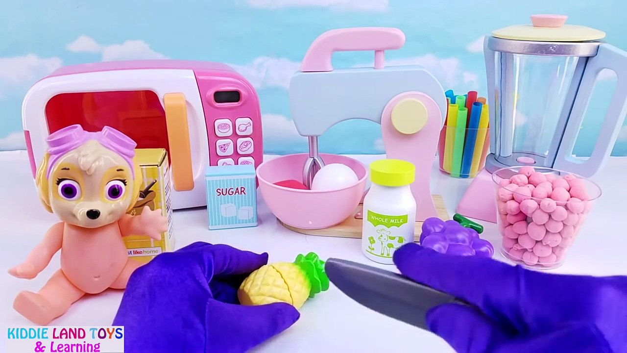 Paw Patrol Birthday Cake Toy Mixer Microwave Velcro Cutting Fruits & Vegetables Playdoh Pretend Play