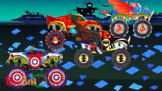 Big Trucks | Scary Superhero Monster Truck - Batman Ironman Truck Captain American Spiderman Truck