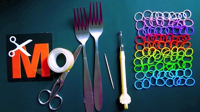 COMO HACER PULSERAS DE LIGAS HEXAFISH CON 2 TENEDORES -SIN TELAR-