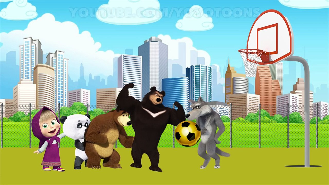 Masha and the Bear story and ball daddy finger songs for kids