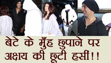 Akshay Kumar LAUGHS at Aarav for Hiding his face from Media; Watch Video | FilmiBeat