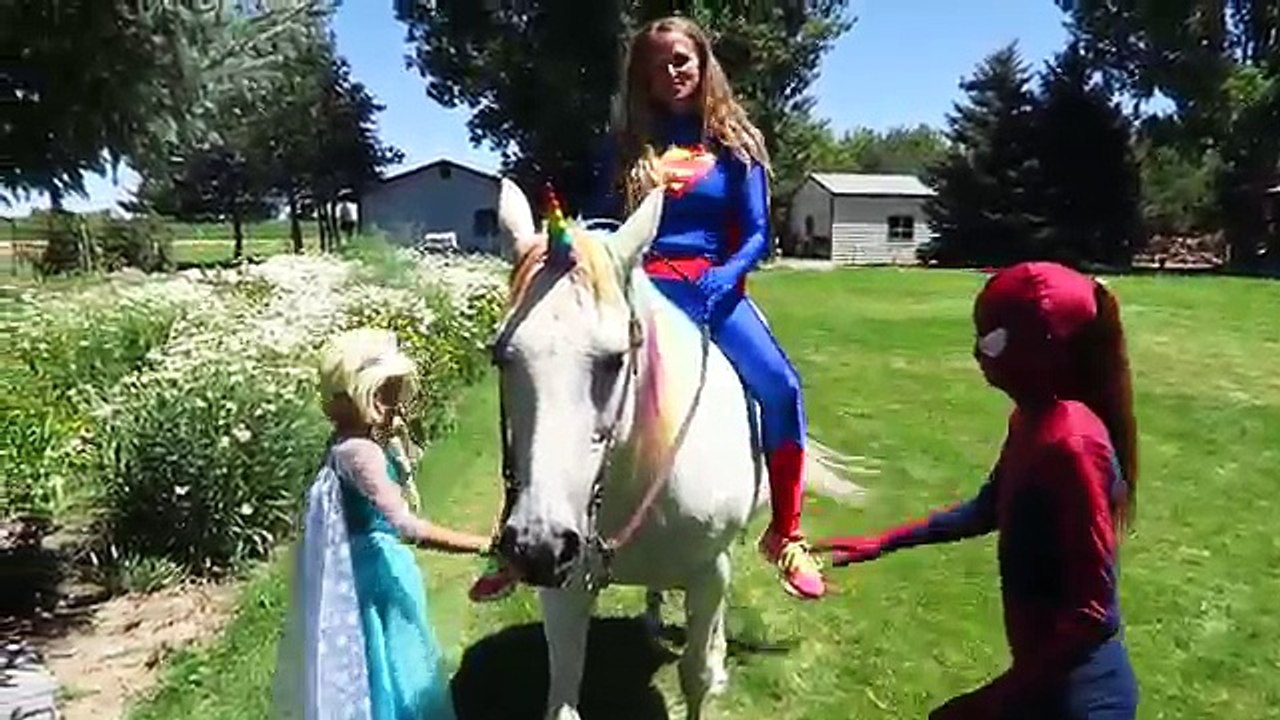 Spider-man & Frozen Elsa vs JOKER SLIME JOKE Prank in Elsas Ice Palace w/ Superman, Spidergirl