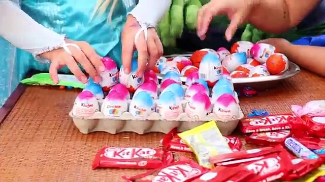 Frozen Elsa & Spiderman KINDER SURPRISE EGGS PYRAMID Awesome Pyramid w/ Minnie Hulk Joker Real Life