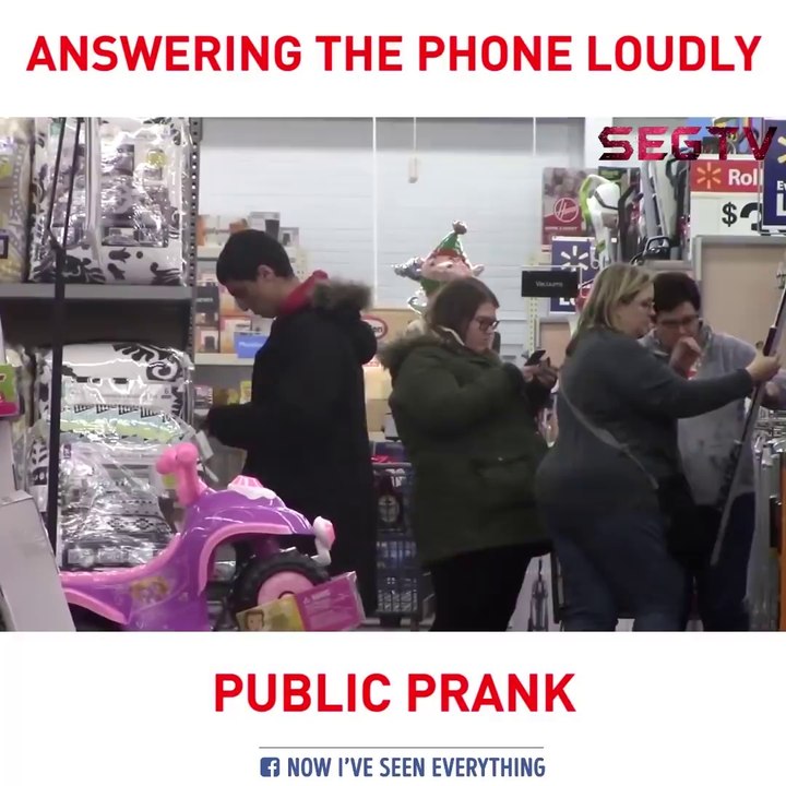 Answering the phone loudly  - Public prank