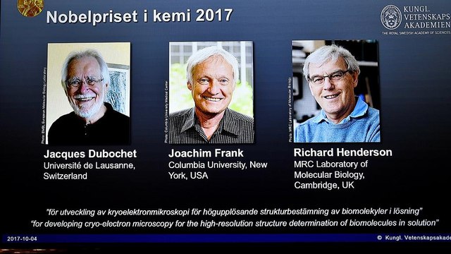 Chemie-Nobelpreis: Dubochet (CH), Frank (D-USA) und Henderson (GB) für Kryo-Elektronenmikroskopie-Forschung