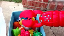 Learn Names of Sea Animals with Bath toys-Playing in Water,Making Bubbles-Funny Lobster Claws-Kids