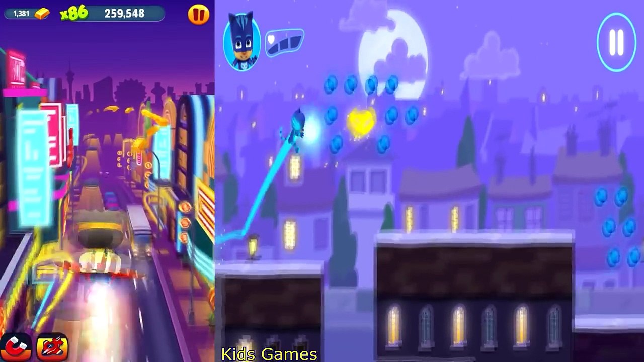 Talking Tom Gold Run vs PJ Masks Moonlight Heroes