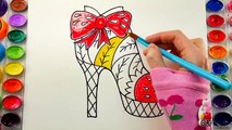 Learn to Draw and Color a Strawberry Shoes Coloring Page for Kids learning Colors