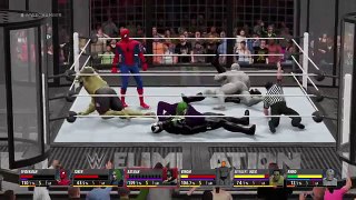 BATMAN VS SPIDERMAN VS JOKER VS VENOM VS HULK VS RHINO | WWE 2K16