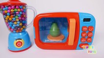 Cutting Fruit and Vegetables Play Food Pretend Playset For Children Learn Colors with Microwave