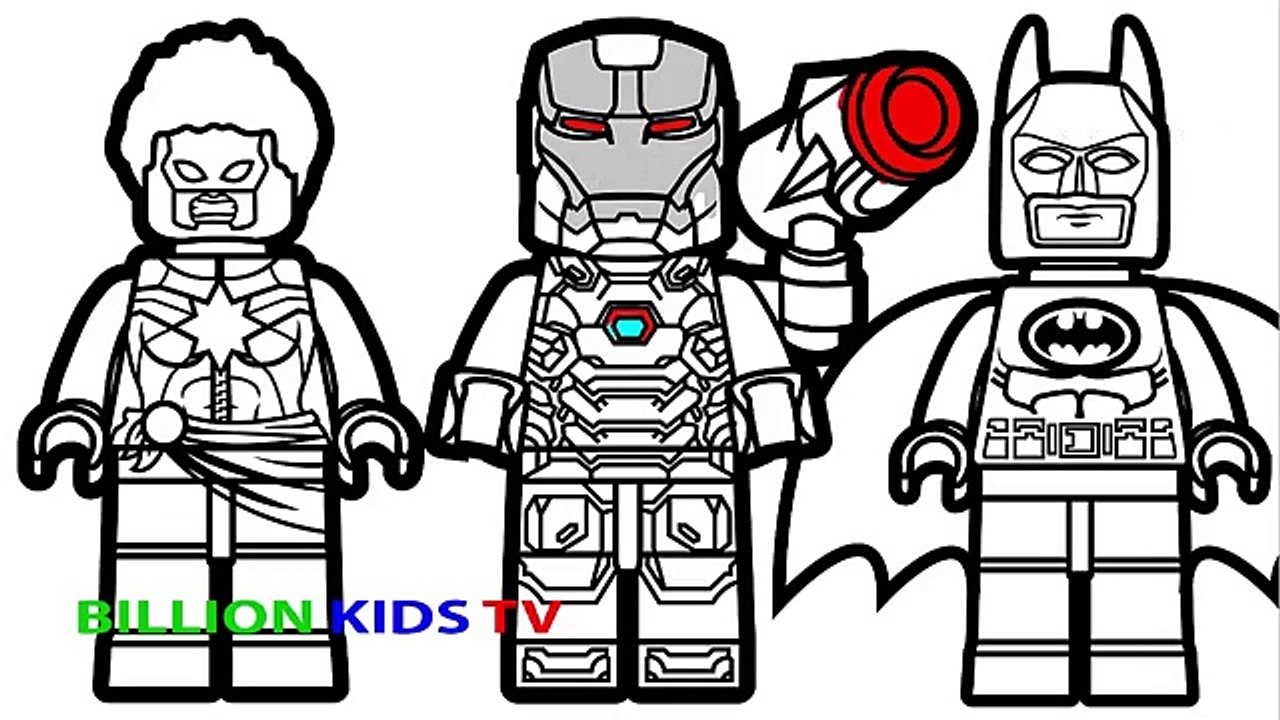 Lego Batman vs Lego Captain Marvel vs Lego War Machine Coloring Book Coloring Pages Kids Fun Art