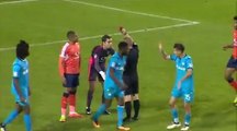Luton's James Shea gets a red card for penalty foul, but referee changes his mind for a yellow!
