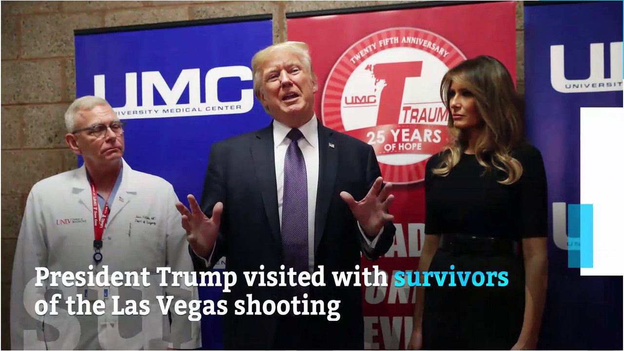 Trump visits with survivors of Las Vegas shooting