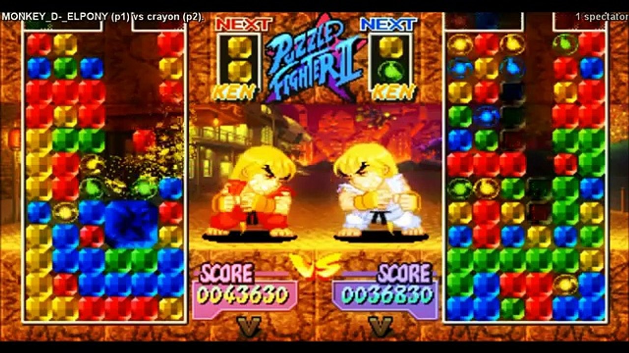 Super Puzzle Fighter 2 Turbo: Monkey D- Elpony Vs. crayon (GGPO)