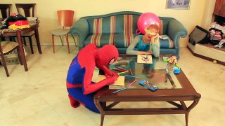 FROZEN ELSA vs SPIDERMAN Drawing Competition w/ PINK SPIDERGIRL ★ Superheroes Fun IRL :)