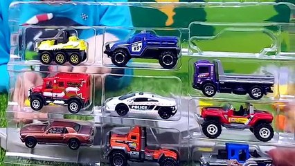 Toy Trucks. Big garage of Matchbox. Fire, police and there are a lot of other machines. PlaySet