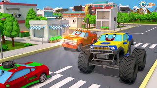 The Yellow Truck & Giant Excavator - Construction Vehicles 3D Kids Cartoon Cars & Trucks Stories