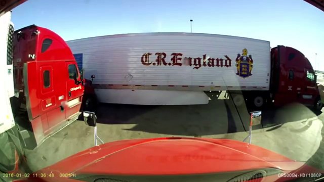Two CR England Semi Trucks Collide At Loves Truck Stop