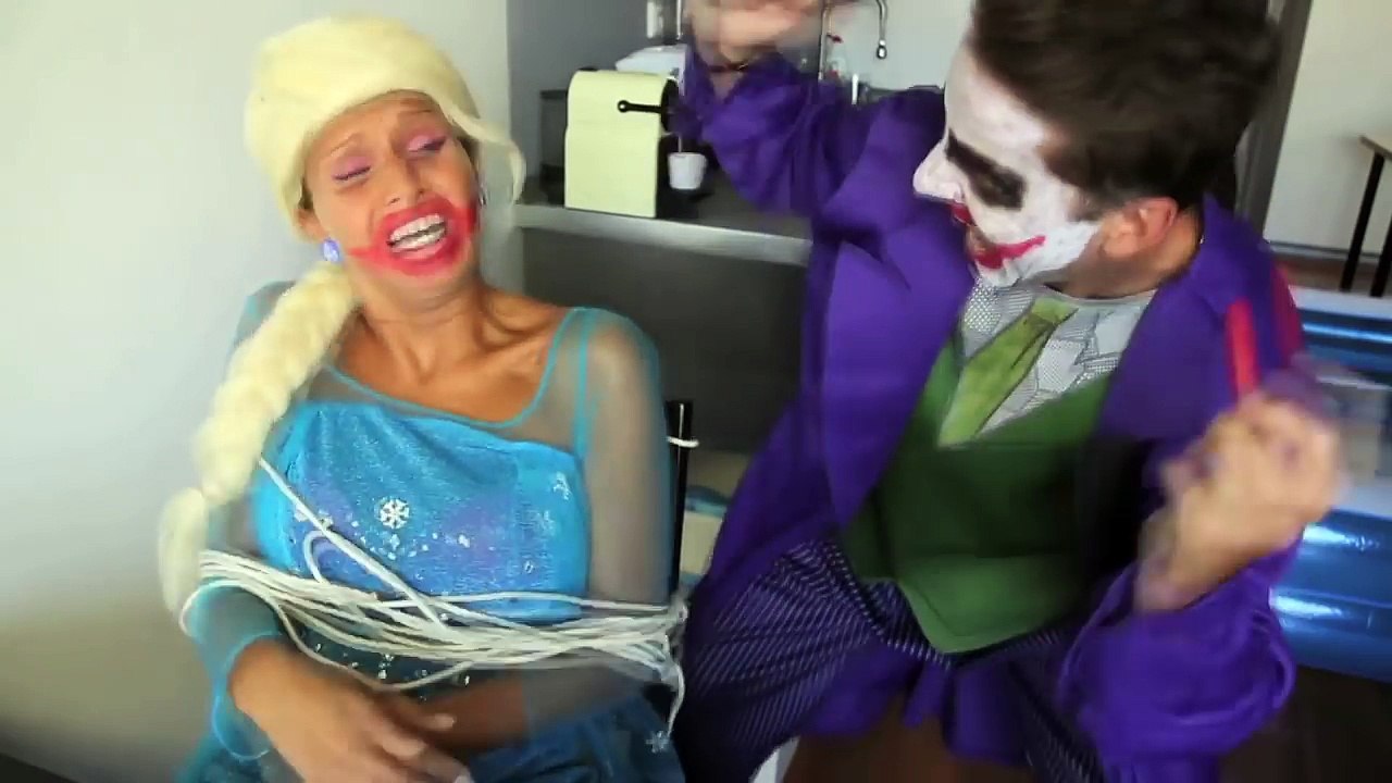 Frozen Elsa vs Joker Girl vs Joker Two Face! w/ Spiderman & Maleficent! Superhero Fun