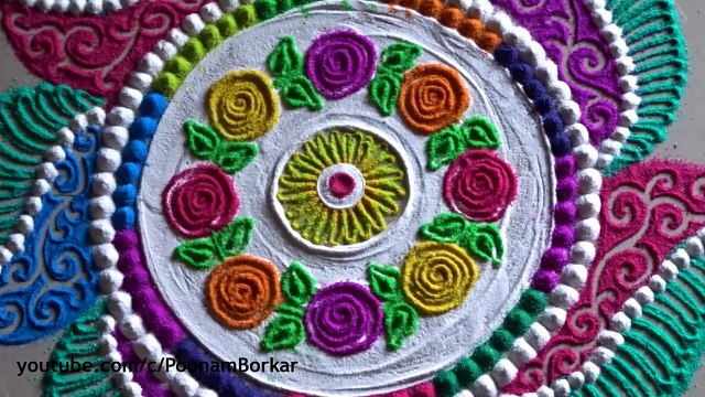Beautiful and innovative multicolored rangoli for diwali - Easy rangoli designs by Poonam Borkar