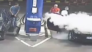 Awesome Gas Station Worker Douses Idiot Kid Smoking At Pump