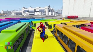 SPIDERMAN PARTY & Wheels On The Bus & School Bus Colors Fun cartoon & Nursery Rhymes Kid Song