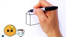 How to Draw Milk and Cereal step by step Cute and Easy - Cartoon Food