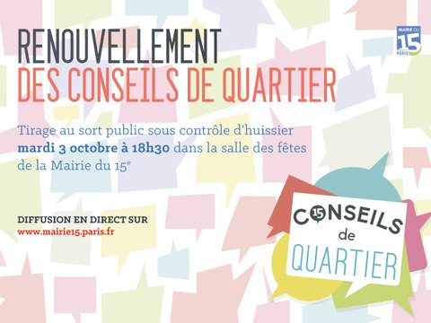 Tirage au sort des Conseils de Quartiers du 15e Arrondissement du Mardi 3 Octobre 2017