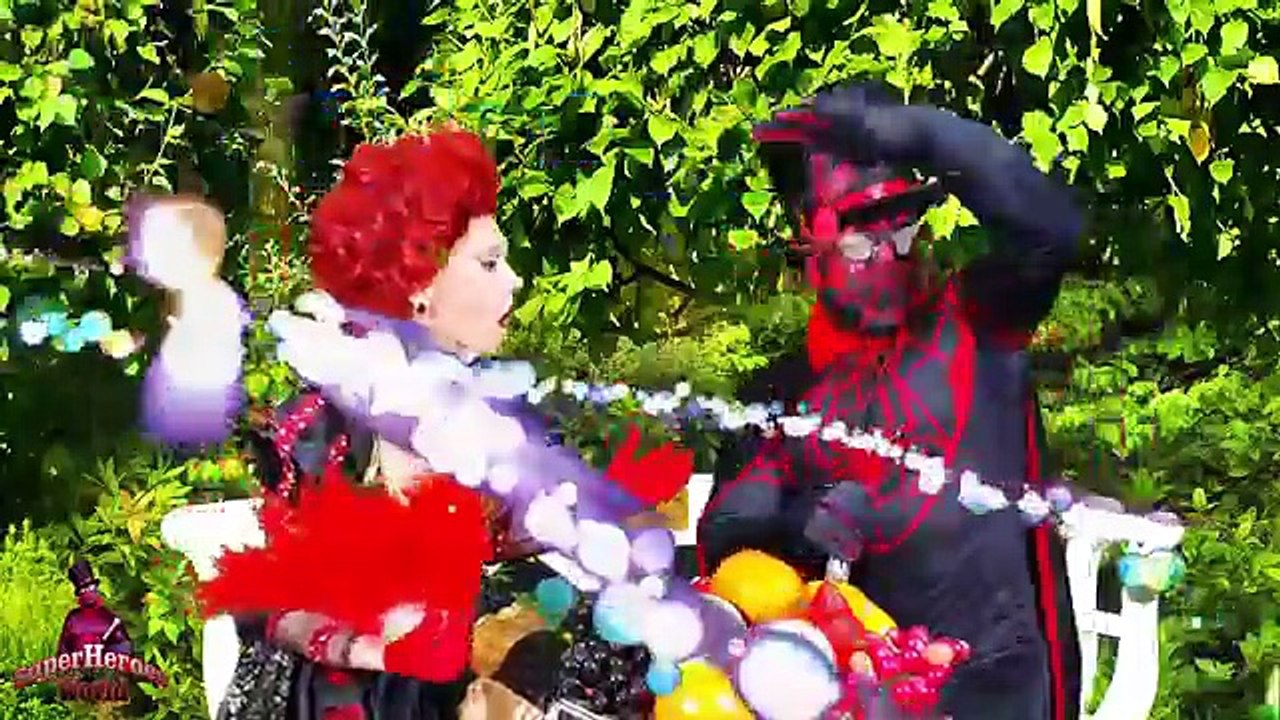 Frozen Elsa & Spiderman vs Maleficent ATTACK! Superheroes IRL Red Queen Of Hearts & Magician