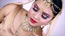 South Asian Bridal Makeup| Nikah| Gold Smokey eyes with Red lips