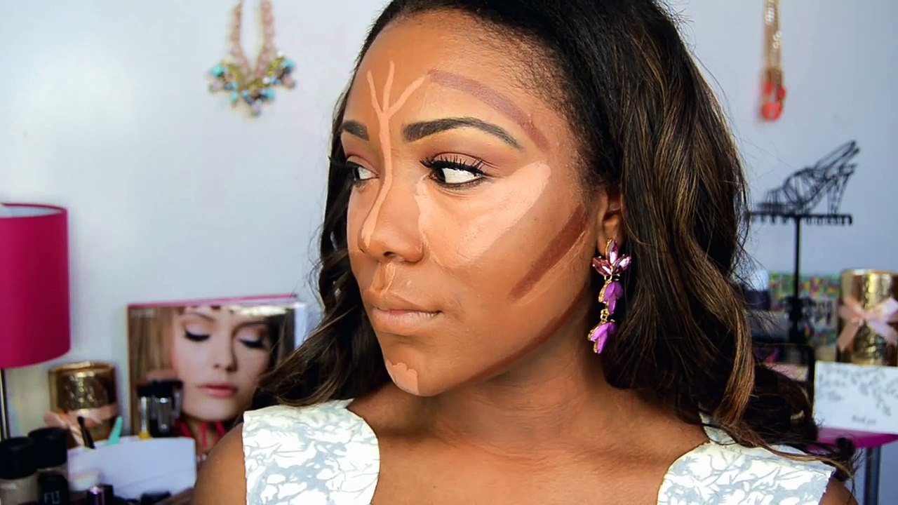 HOW TO: DRUGSTORE Contour,Highlight,+ Foundation for Black Women Makeup Tutorial new ( DARK SKIN )