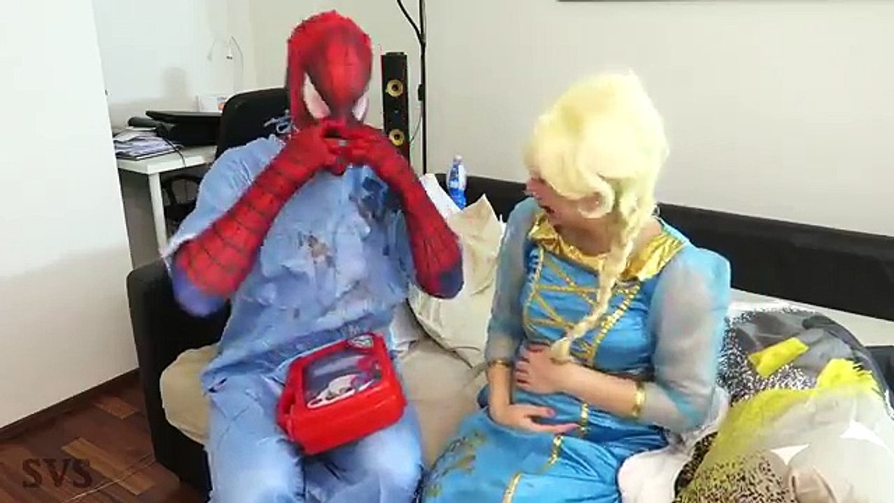 FROZEN ELSA vs DOCTOR! w/ Pregnant Frozen Elsa vs Spiderman vs Joker & Maleficent - Superhero Fun