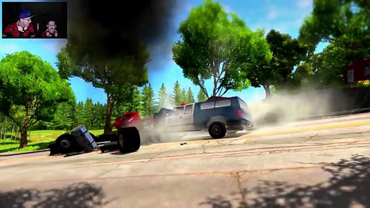 Долбаем машинки в BeamNG Drive, мощные аварии, грузовики, полицейские, спортивные тачки YTFMM #5