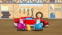 The Red Fire Truck | Car Service & Car Wash | Service & Emergency Vehicles Cartoons for children