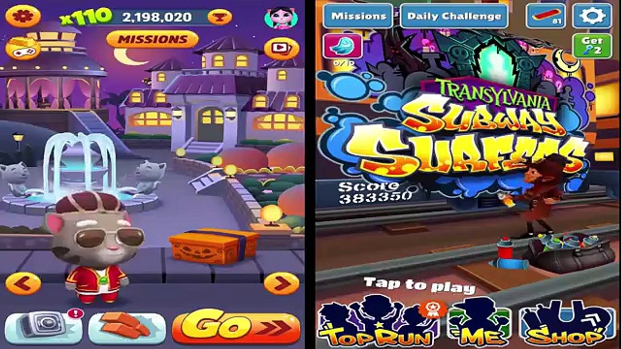 Talking Tom Gold Run KING TOM Vs Subway Surfers...