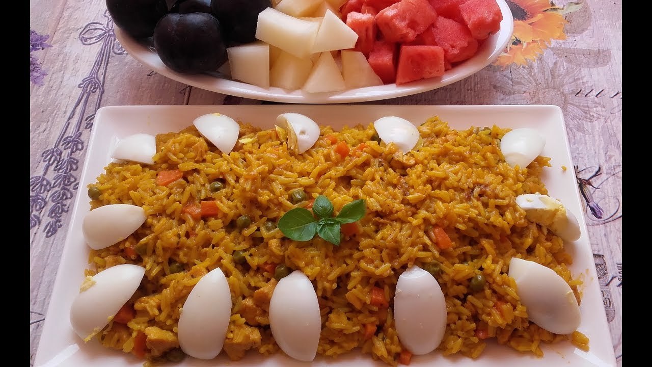 طبق الروز بالخضر والدجاج عشاء سريع ولذيذ وسهل