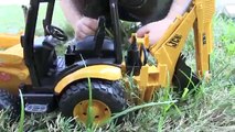 Toy Truck Videos for Children - Toy Bruder Buldozer Tror, Backhoe Excavator and Front Loader