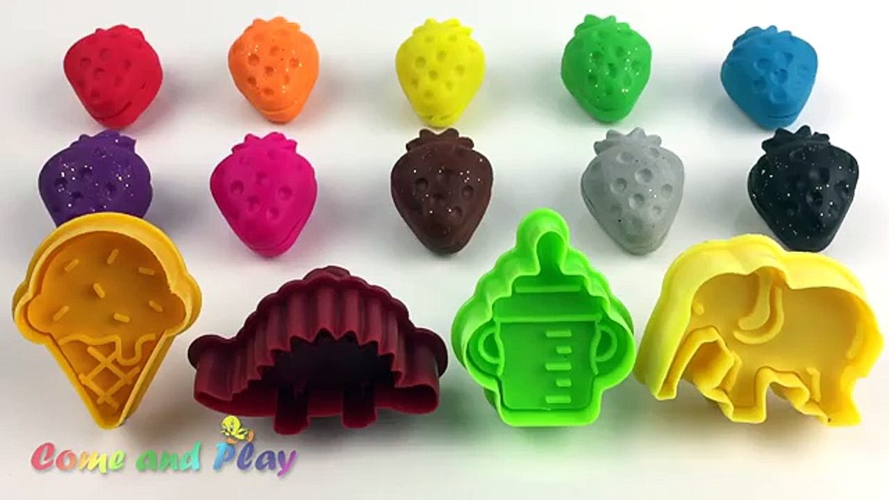 Learn Colors Play Doh Strawberry Ice Cream Baby Bottle Elephant Dinosaur Fun & Creative For Kids