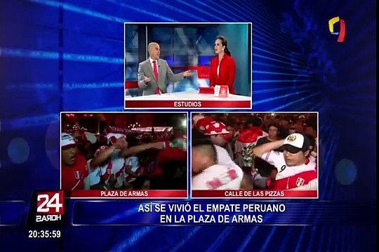 Hinchas celebran empate de Perú ante Argentina en diversos puntos de la capital