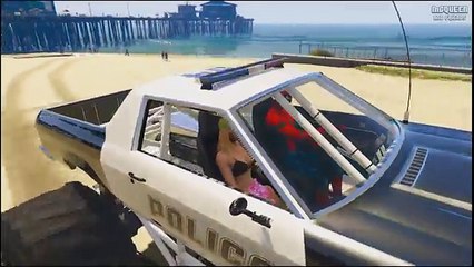 Spiderman - Police Car Monster Truck- Transport Videos for Kids - for children Nursery Rhymes Songs