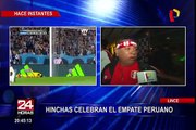 Hinchas celebran empate de Perú ante Argentina en diversos puntos de la capital