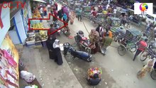 Motorcycle theft, cc tv camera .. terrible scene.