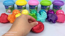 Glitter Peppa Pig Play Doh Balls Learn Colors Elephant Frog Strawberry Molds Fun & Creative for Kids