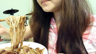 Eating Noodles with Black Bean Sauce (짜장면)
